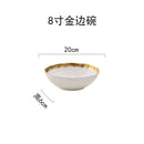 European Style Gold Side Black Plate Retro  Matte Steak Dish Dessert Tray Kitchen Dinner Plates Ceramic Dishes Bowls 1pcs