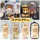 For Labubu v1 v2 / Liila cat Protective Bag Thick Silicone Case PVC Transparent Doll Dustproof Box with Keychain and balls