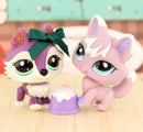 Mini 2pcs Lot Pet Shop Dogs and Cats Collectable With Accessories Best Gift For Kids Toy