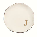 Initials Ring Dish Jewery Tray with Personalized A-Z Monogrammed Gifts Wedding Engagement for Women Friends sister,Ceramic White