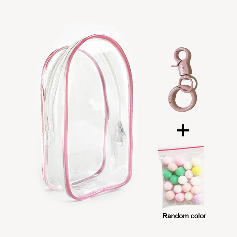For Labubu v1 v2 / Liila cat Protective Bag Thick Silicone Case PVC Transparent Doll Dustproof Box with Keychain and balls