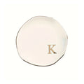 Initials Ring Dish Jewery Tray with Personalized A-Z Monogrammed Gifts Wedding Engagement for Women Friends sister,Ceramic White