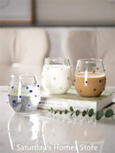 Colorful Stones Dots Glass Cup High Borosilicate Glass Transparent Drink Water Cup  Milk Coffee  Juice  Glass