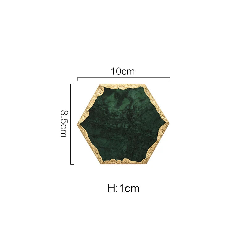 European Natural Marble Golden Stroke Cake Trays Decorative Modern Jewelry Cosmetic Storage Tray Dessert Plate Coffee Coaster