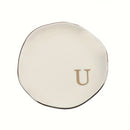 Initials Ring Dish Jewery Tray with Personalized A-Z Monogrammed Gifts Wedding Engagement for Women Friends sister,Ceramic White