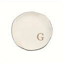 Initials Ring Dish Jewery Tray with Personalized A-Z Monogrammed Gifts Wedding Engagement for Women Friends sister,Ceramic White