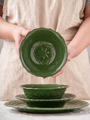 French Baroque Relief Ceramic Plates and Bowls Palace Style Vintage Home Dinner Plates Noodle Bowl Hotel Tableware Kitchen Items