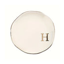 Initials Ring Dish Jewery Tray with Personalized A-Z Monogrammed Gifts Wedding Engagement for Women Friends sister,Ceramic White