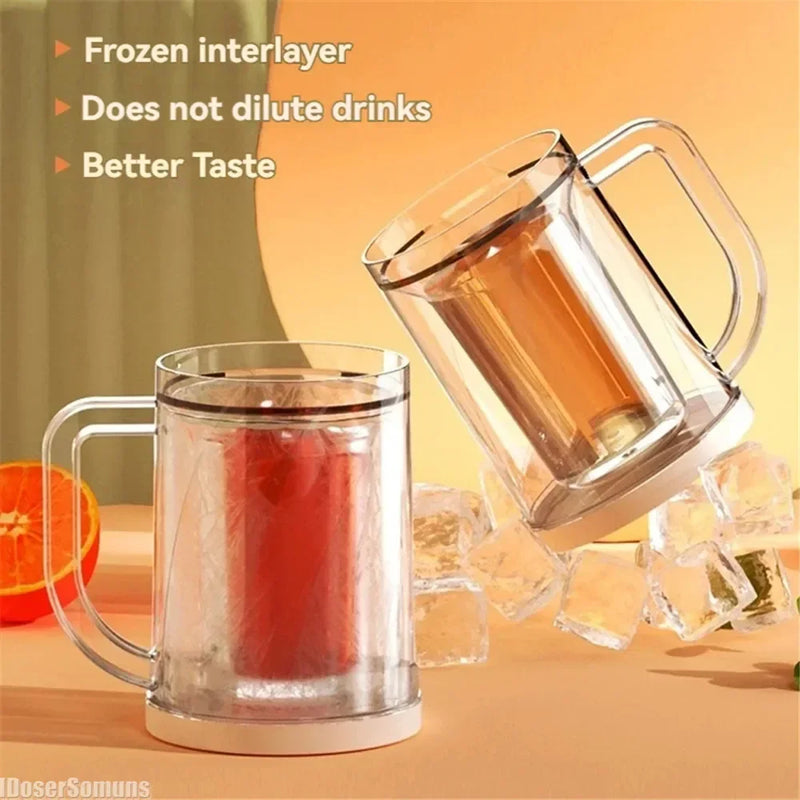 Double Layer Creativity Freezing Beer Mug Sandwich Liquid Refrigerator Frozen Cup Cold Drink Chilled Cups Kitchen Bar Drinkware