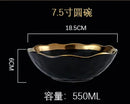European Style Gold Side Black Plate Retro  Matte Steak Dish Dessert Tray Kitchen Dinner Plates Ceramic Dishes Bowls 1pcs