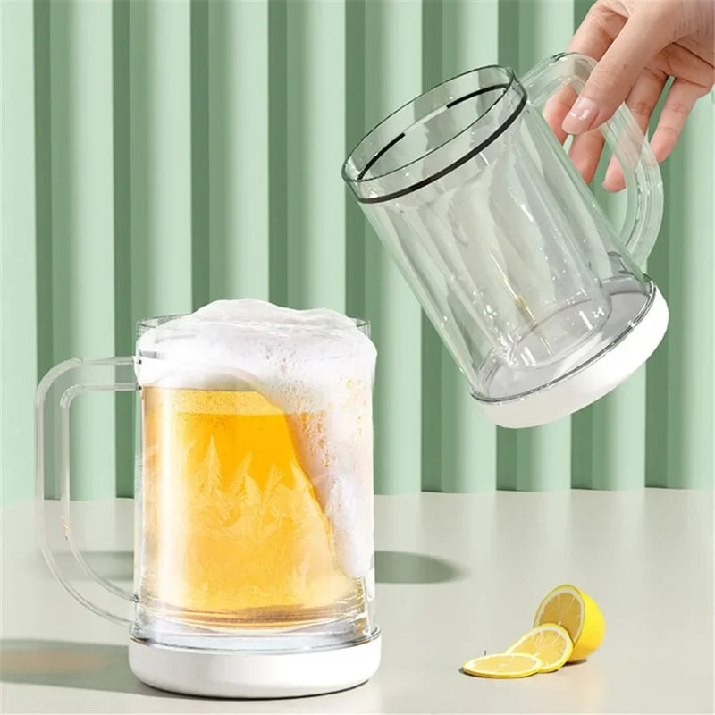 Double Layer Creativity Freezing Beer Mug Sandwich Liquid Refrigerator Frozen Cup Cold Drink Chilled Cups Kitchen Bar Drinkware