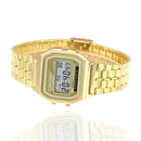 Relógio Digital — Esportivo, à Prova d'Água, Pulseira Dourada, LED, Unissex, Casual, Estilo Bracelete.