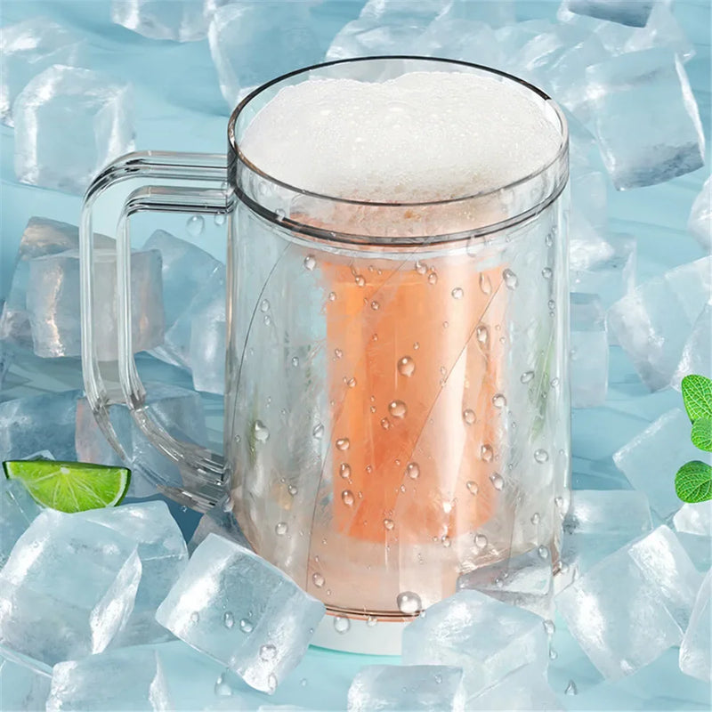 Double Layer Creativity Freezing Beer Mug Sandwich Liquid Refrigerator Frozen Cup Cold Drink Chilled Cups Kitchen Bar Drinkware