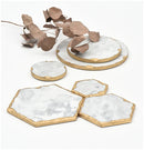 European Natural Marble Golden Stroke Cake Trays Decorative Modern Jewelry Cosmetic Storage Tray Dessert Plate Coffee Coaster