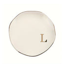 Initials Ring Dish Jewery Tray with Personalized A-Z Monogrammed Gifts Wedding Engagement for Women Friends sister,Ceramic White