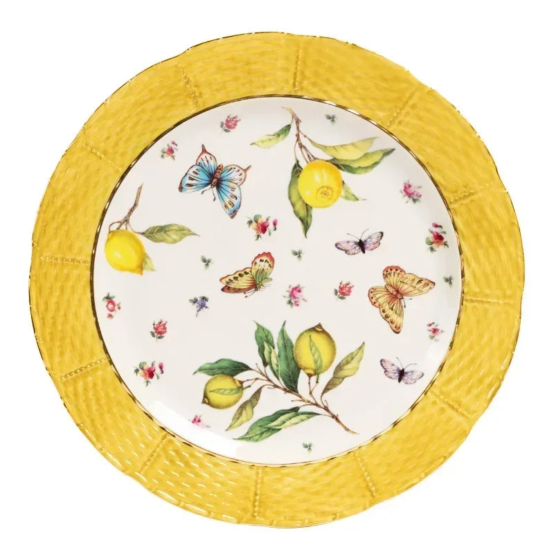 Assiette Questeak en céramique à motif de citron européen, bol, fruits, bonbons, Dim Sum, cuisine occidentale, plats