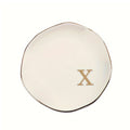 Initials Ring Dish Jewery Tray with Personalized A-Z Monogrammed Gifts Wedding Engagement for Women Friends sister,Ceramic White