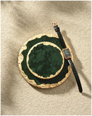 European Natural Marble Golden Stroke Cake Trays Decorative Modern Jewelry Cosmetic Storage Tray Dessert Plate Coffee Coaster