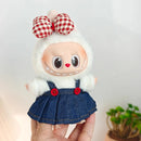 Labubu Doll Clothes & Accessories Denim Skirt With Red Bow Headband Set Trendy Outfits for Labubu Collectibles