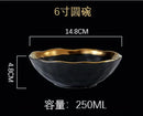 European Style Gold Side Black Plate Retro  Matte Steak Dish Dessert Tray Kitchen Dinner Plates Ceramic Dishes Bowls 1pcs