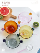 INS Colorful Glass Dessert Bowl Large Capacity Ice Cream Fruits Pudding Bowl Decorative Soup Salad Cake Bowl Party Bar Tableware