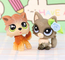 Mini 2pcs Lot Pet Shop Dogs and Cats Collectable With Accessories Best Gift For Kids Toy