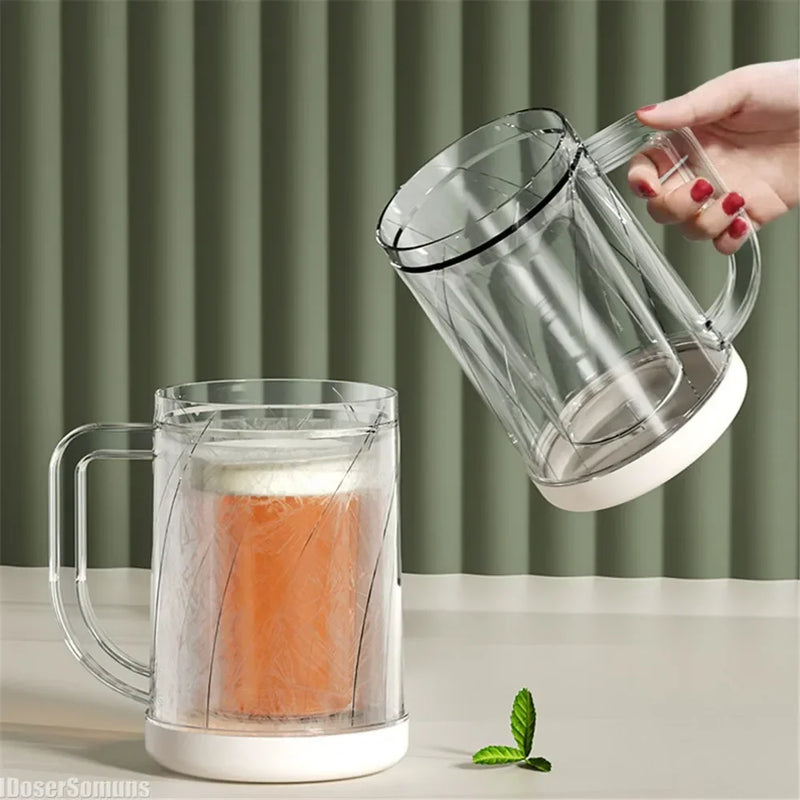 Double Layer Creativity Freezing Beer Mug Sandwich Liquid Refrigerator Frozen Cup Cold Drink Chilled Cups Kitchen Bar Drinkware
