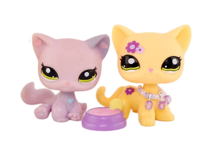 Mini 2pcs Lot Pet Shop Dogs and Cats Collectable With Accessories Best Gift For Kids Toy