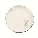 Initials Ring Dish Jewery Tray with Personalized A-Z Monogrammed Gifts Wedding Engagement for Women Friends sister,Ceramic White