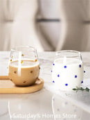 Colorful Stones Dots Glass Cup High Borosilicate Glass Transparent Drink Water Cup  Milk Coffee  Juice  Glass