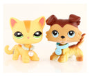 Mini 2pcs Lot Pet Shop Dogs and Cats Collectable With Accessories Best Gift For Kids Toy