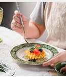 French Baroque Relief Ceramic Plates and Bowls Palace Style Vintage Home Dinner Plates Noodle Bowl Hotel Tableware Kitchen Items